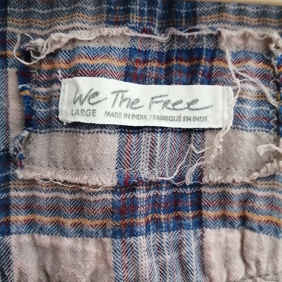 Free People We The Free Jessi Plaid Pleated Trapeze Top Balloon Sleeves Large - Picture 11 of 16